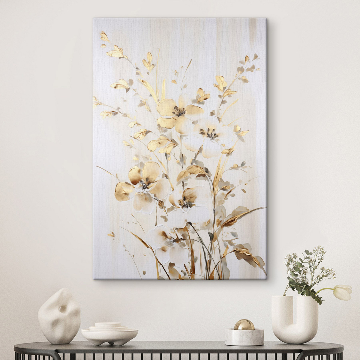 Flores amarelas sobre branco — interior 1