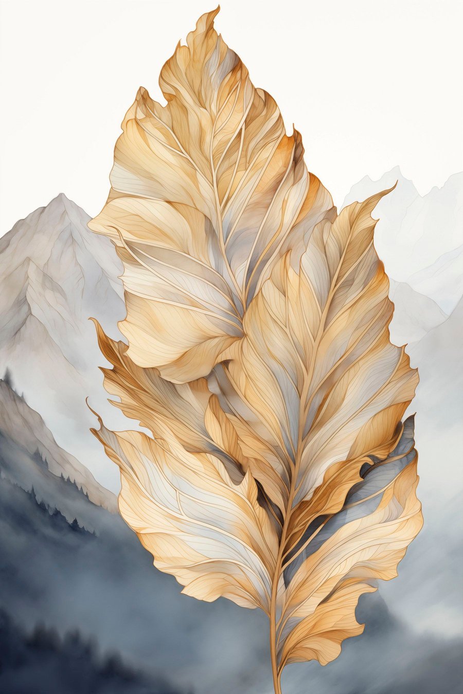 Folhas amarelas e montanhas — design completo