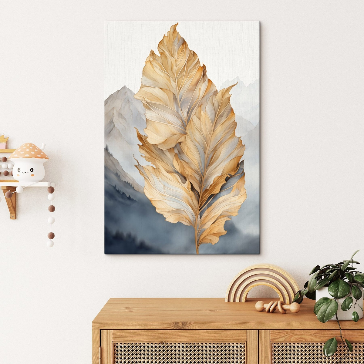 Folhas amarelas e montanhas — interior 1