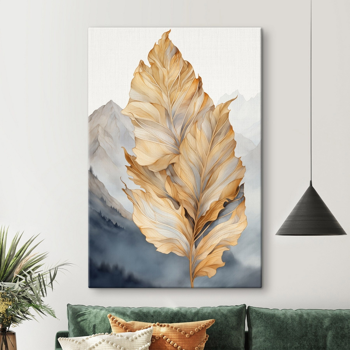 Folhas amarelas e montanhas — interior 2