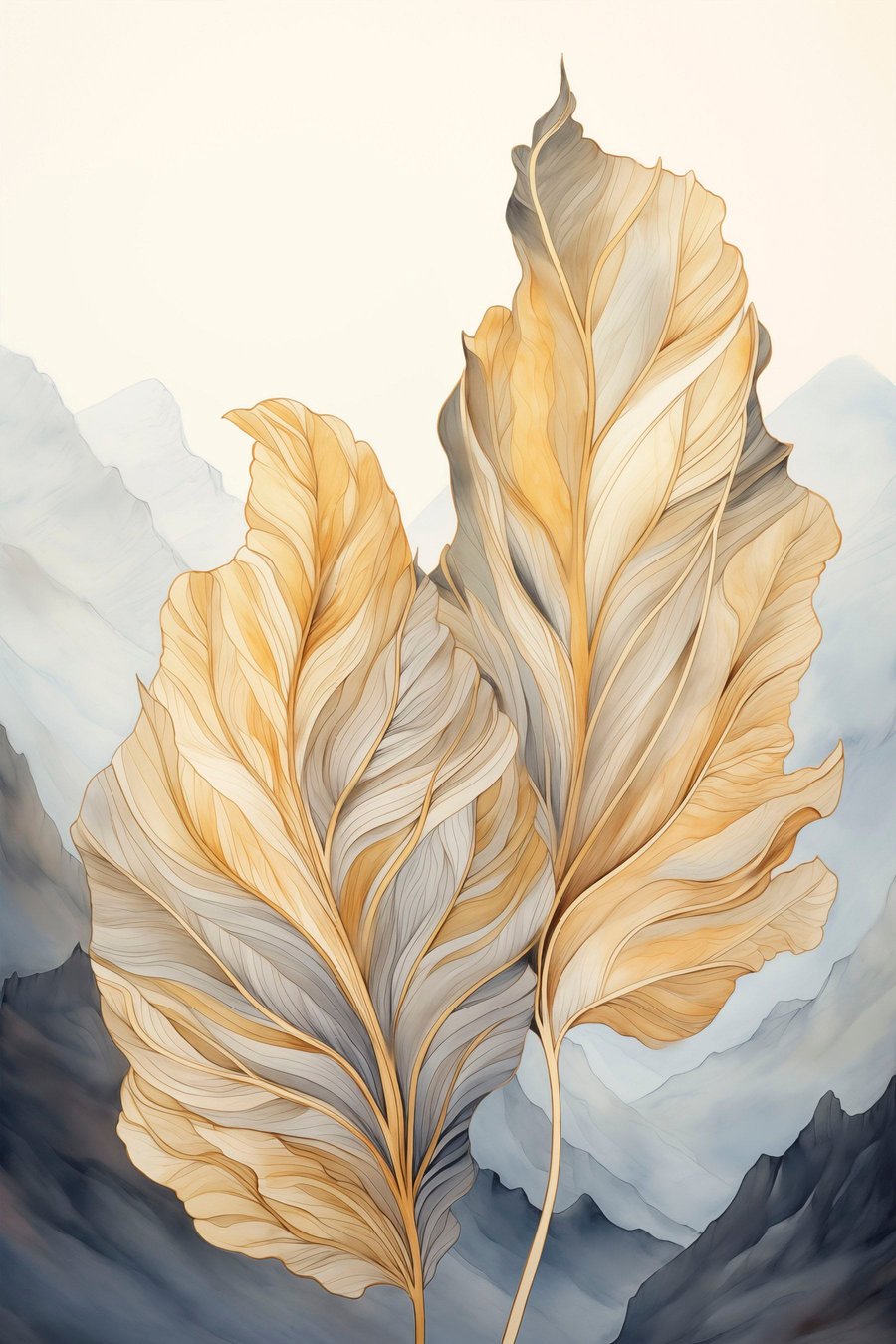 Folhas amarelas e montanhas — design completo