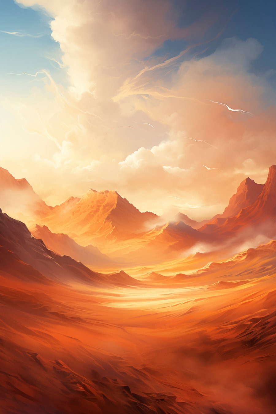 Deserto laranja com montanhas — design completo