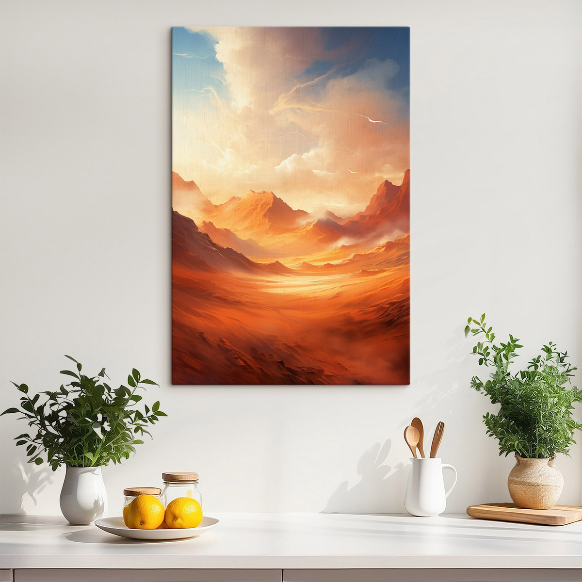 Deserto laranja com montanhas — interior 1