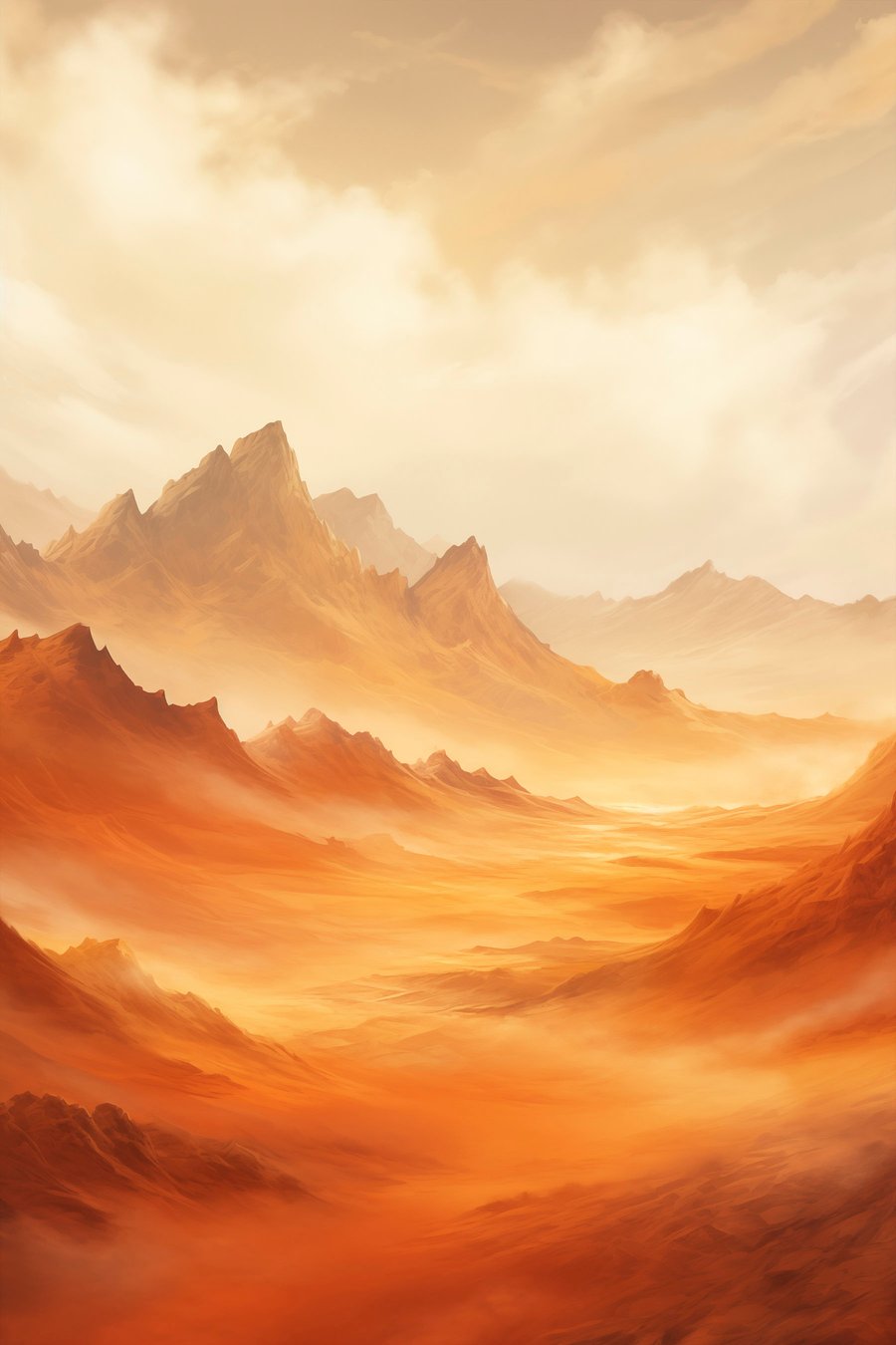 Deserto laranja com montanhas — design completo