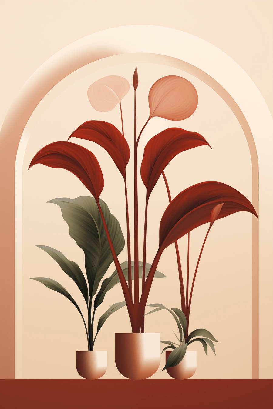 Plantas abstratas em vaso — design completo