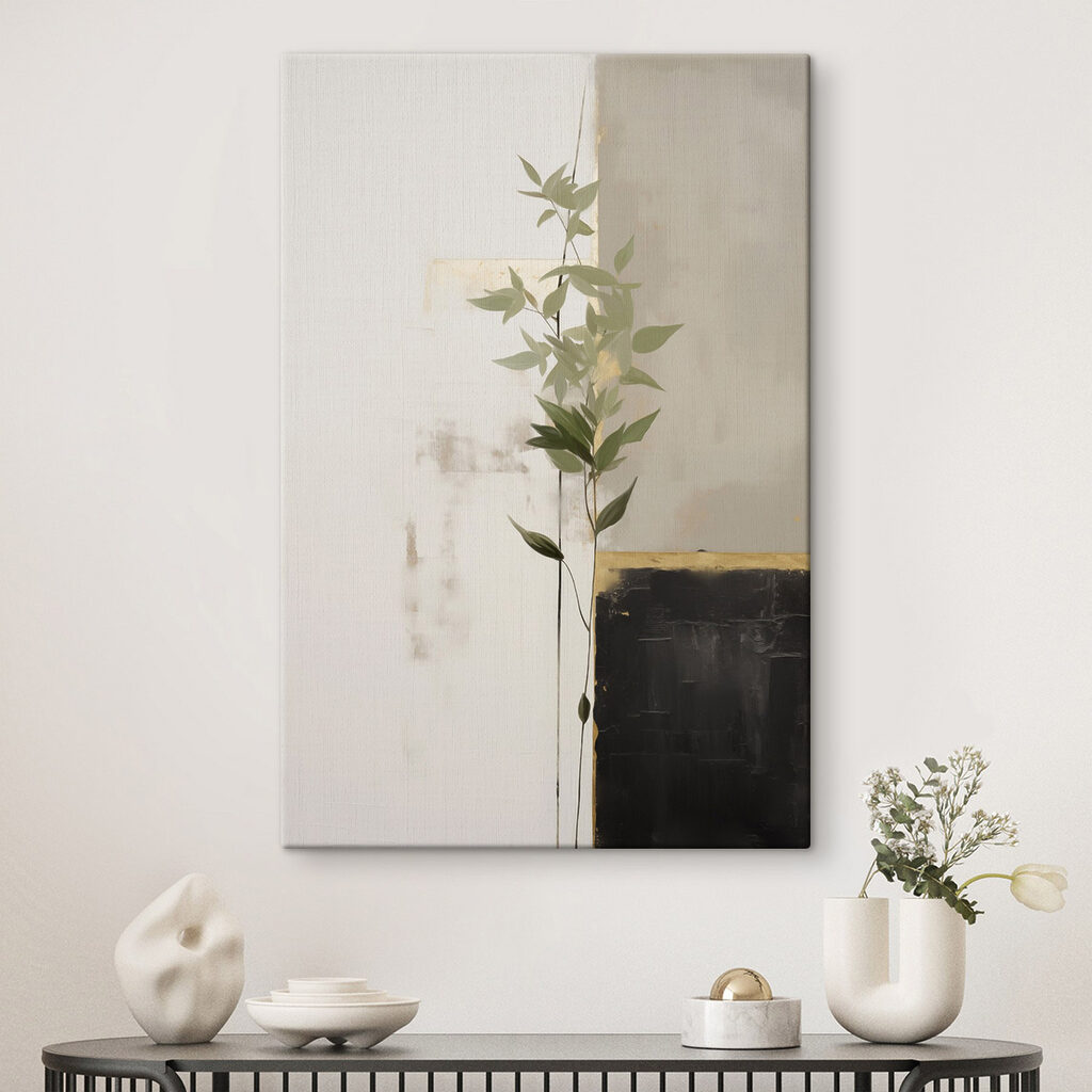 Folhagem entre faixas pretas — interior 1
