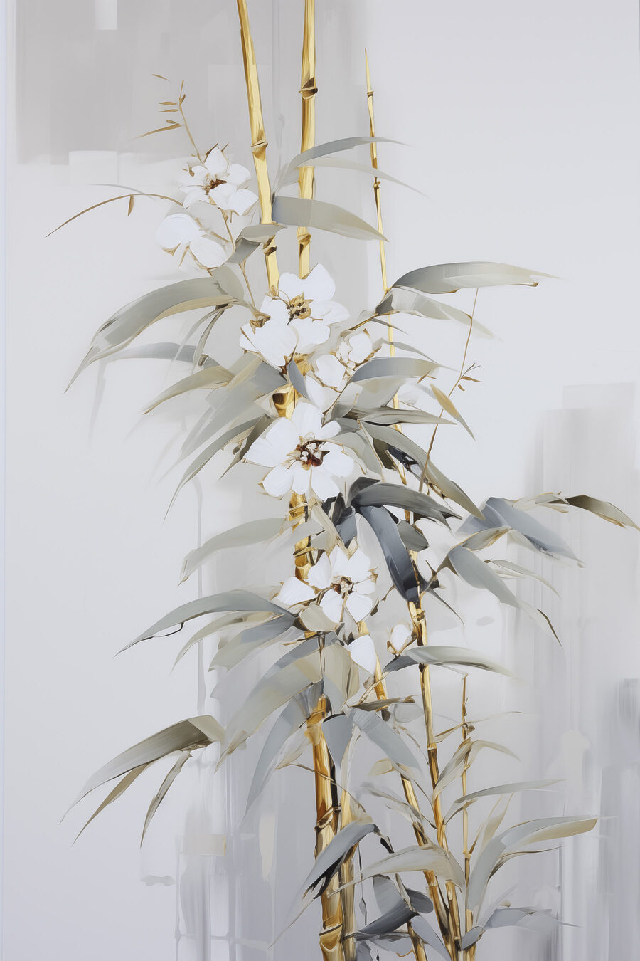 Folhagem cinzenta e flores — design completo