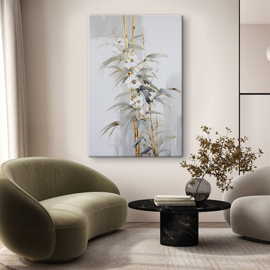 Folhagem cinzenta e flores — interior 2