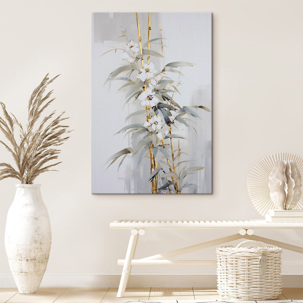 Folhagem cinzenta e flores — interior 1