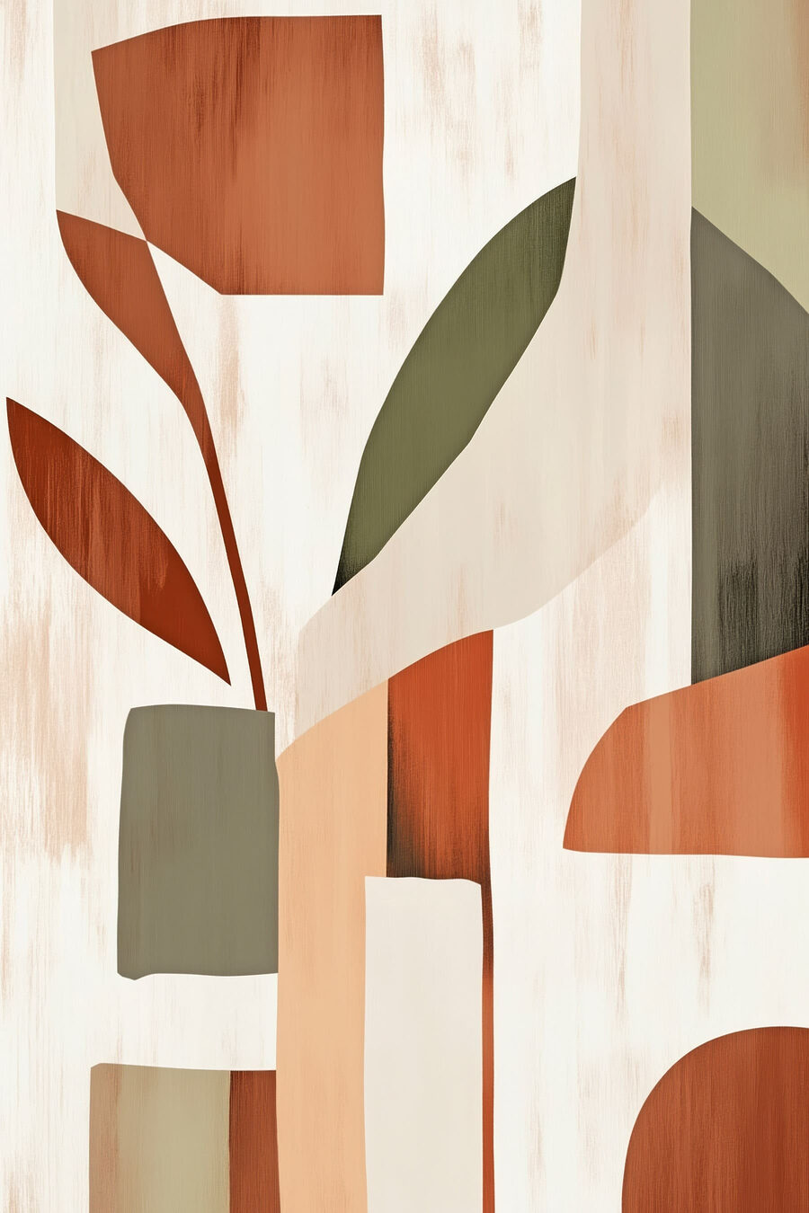 Folhas grandes em verde-ferrugem — design completo