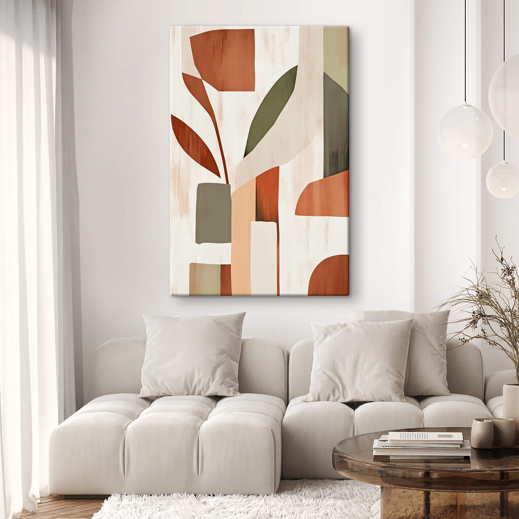 Folhas grandes em verde-ferrugem — interior 2