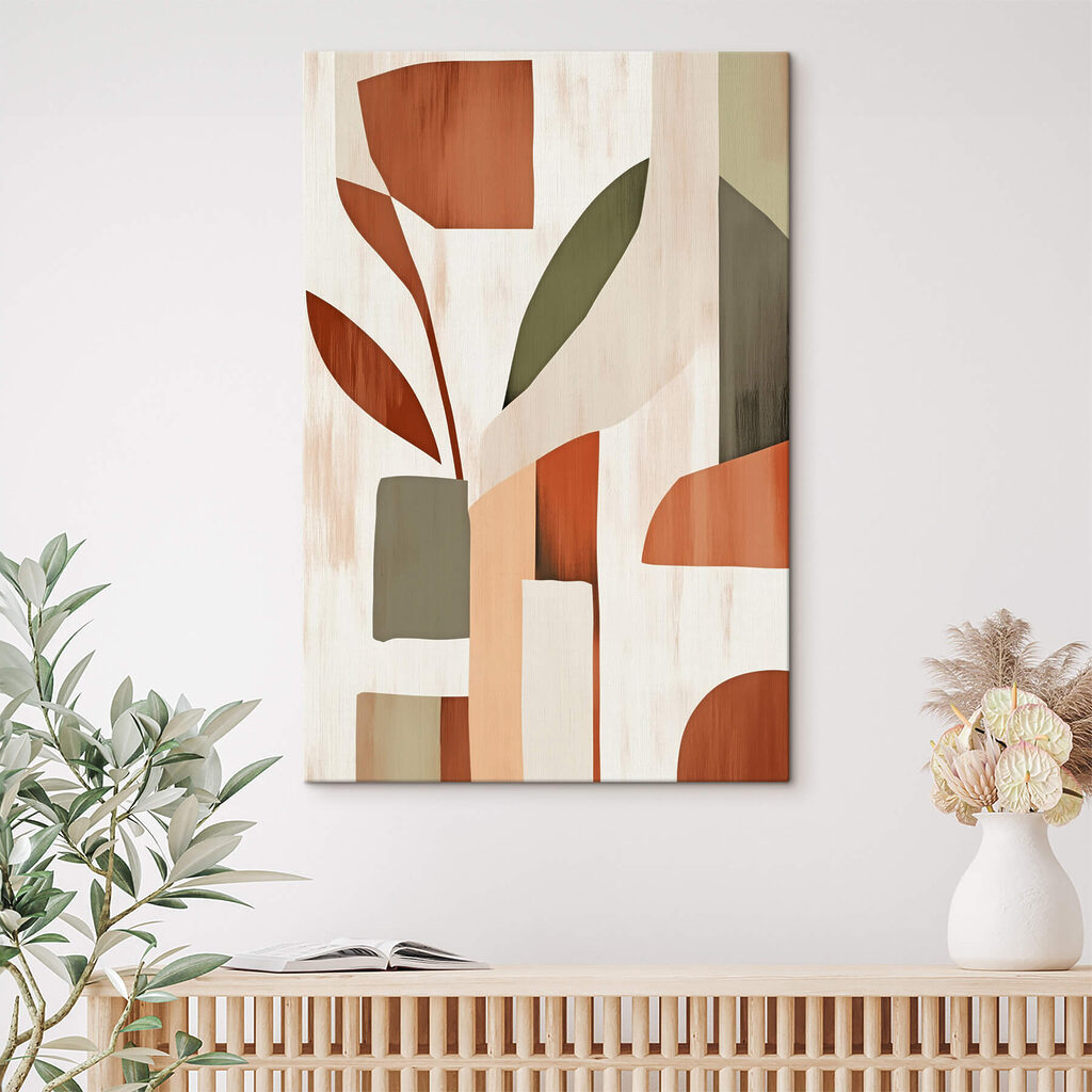 Folhas grandes em verde-ferrugem — interior 1