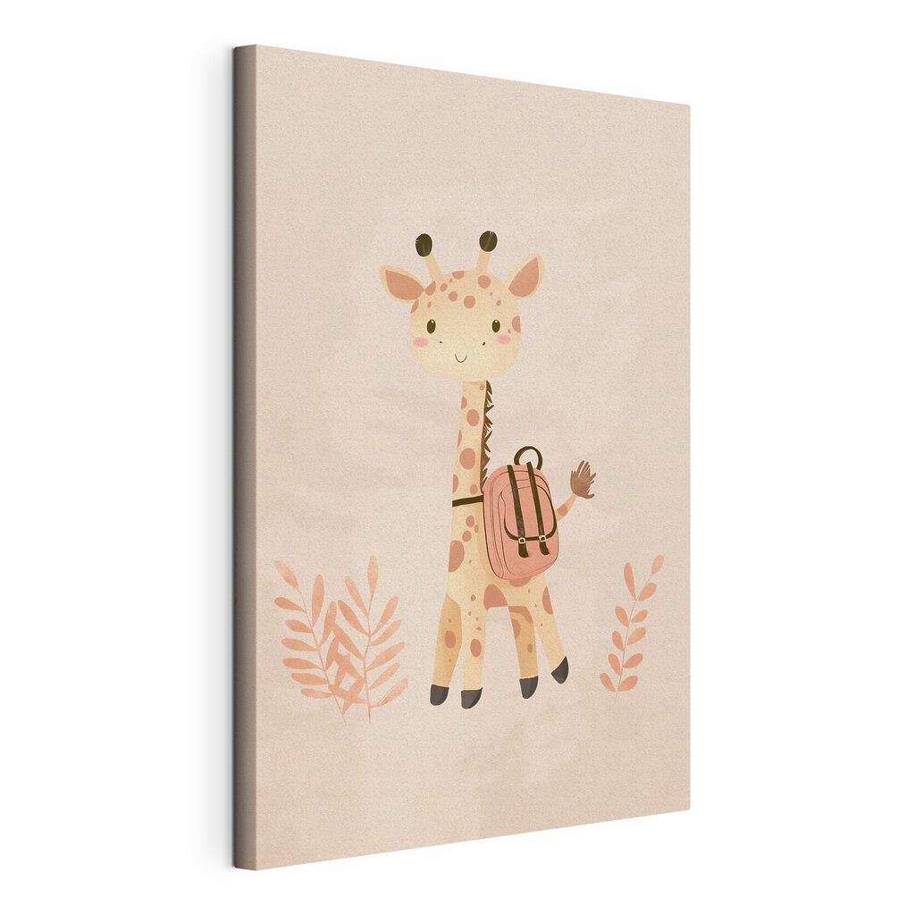 Girafinha com mochila, tela esticada e borda contínua