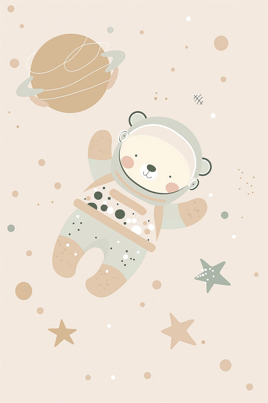 Ursinho entre planetas — design completo