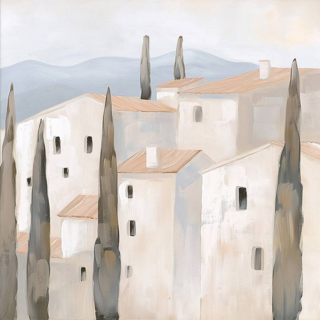 Aldeia entre ciprestes — design completo
