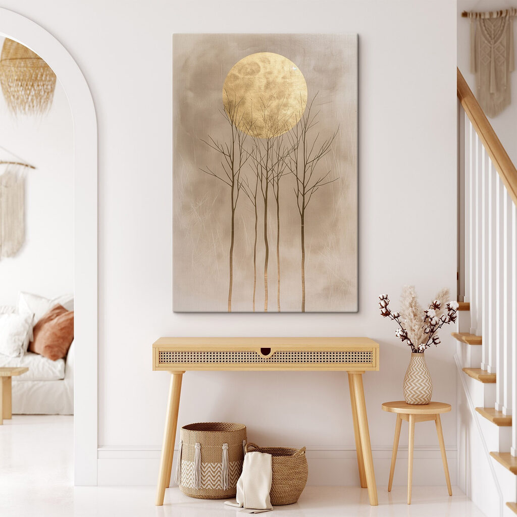 Lua dourada sobre árvores — interior 2