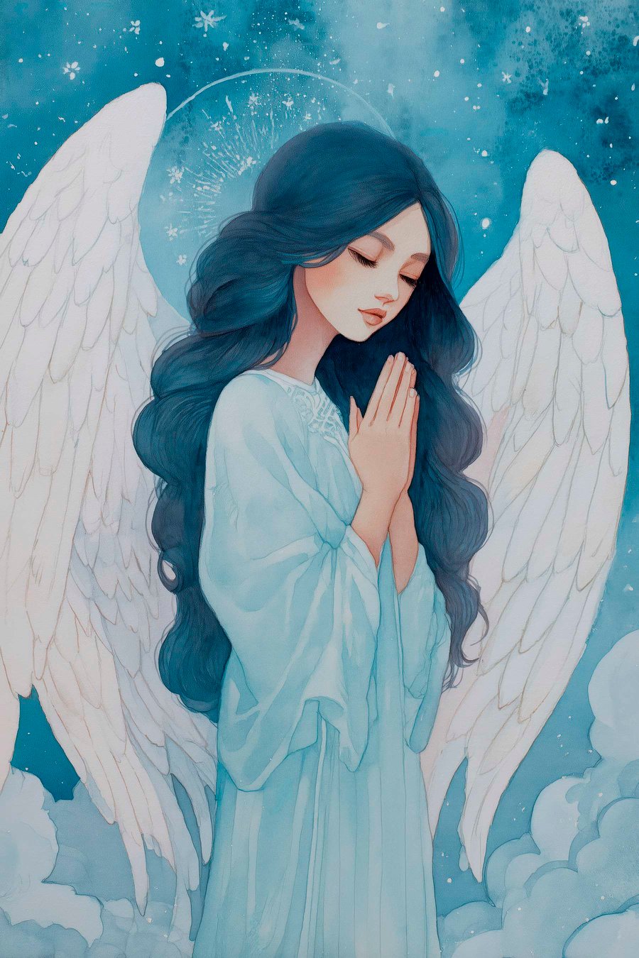 Anjo entre nuvens — design completo