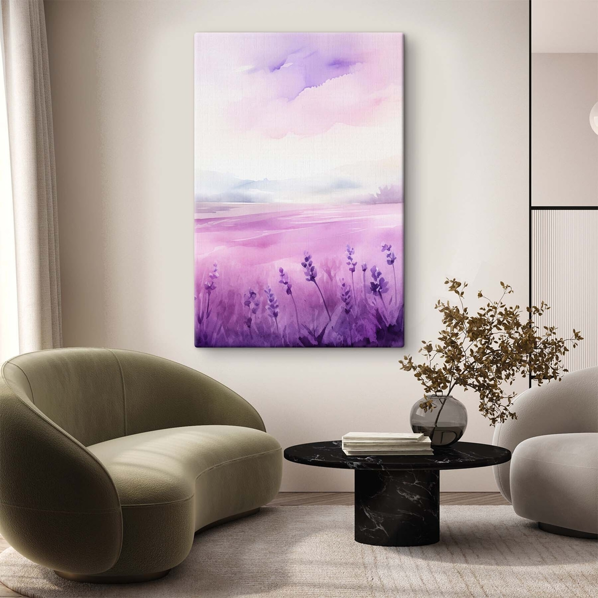 Lavanda em aguarela — interior 1
