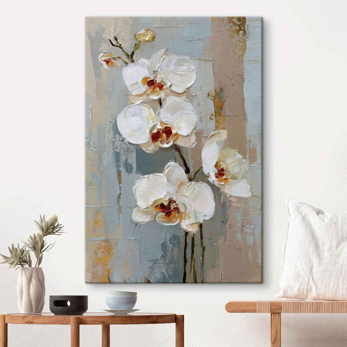 Orquídeas brancas em óleo — interior 1