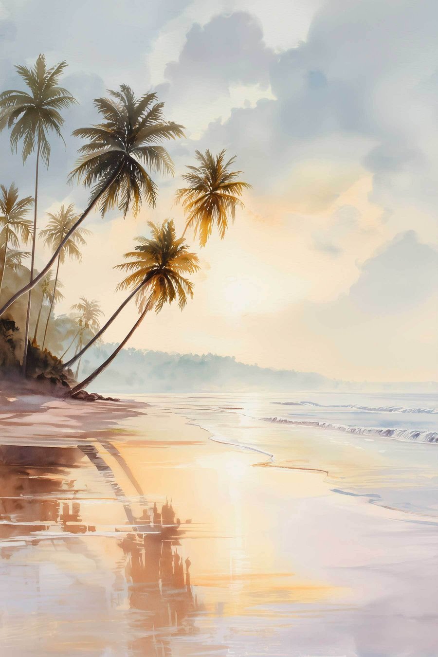 Praia em aguarela — design completo