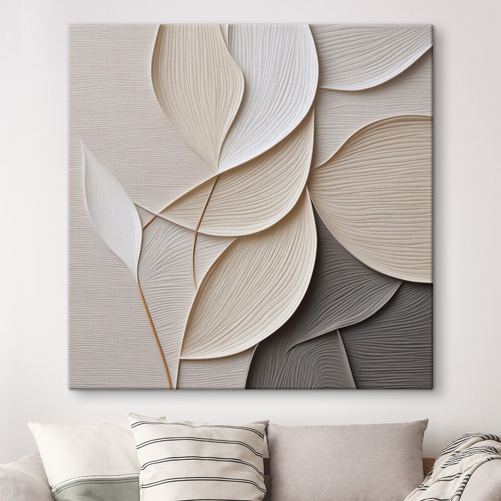 Linhas suaves de folhas num interior
