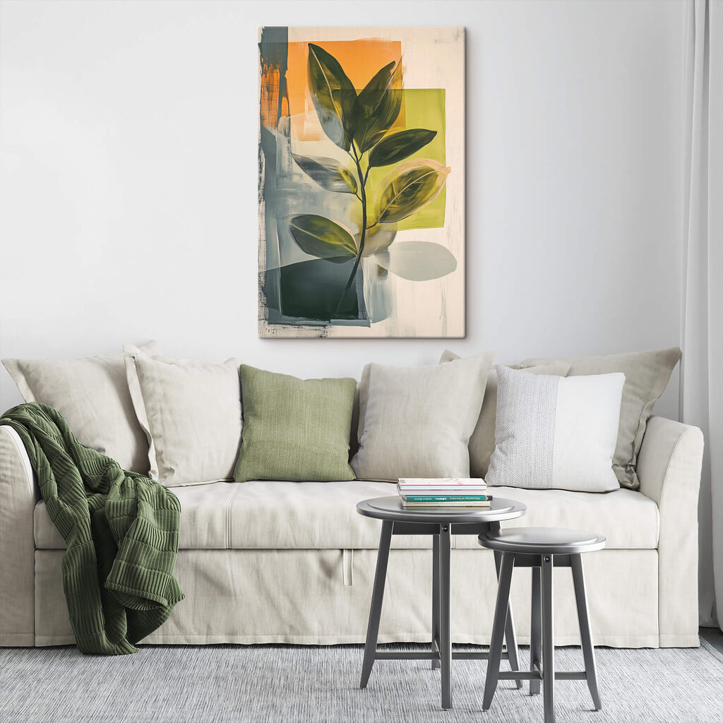 Ramo verde sobre laranja — interior 3