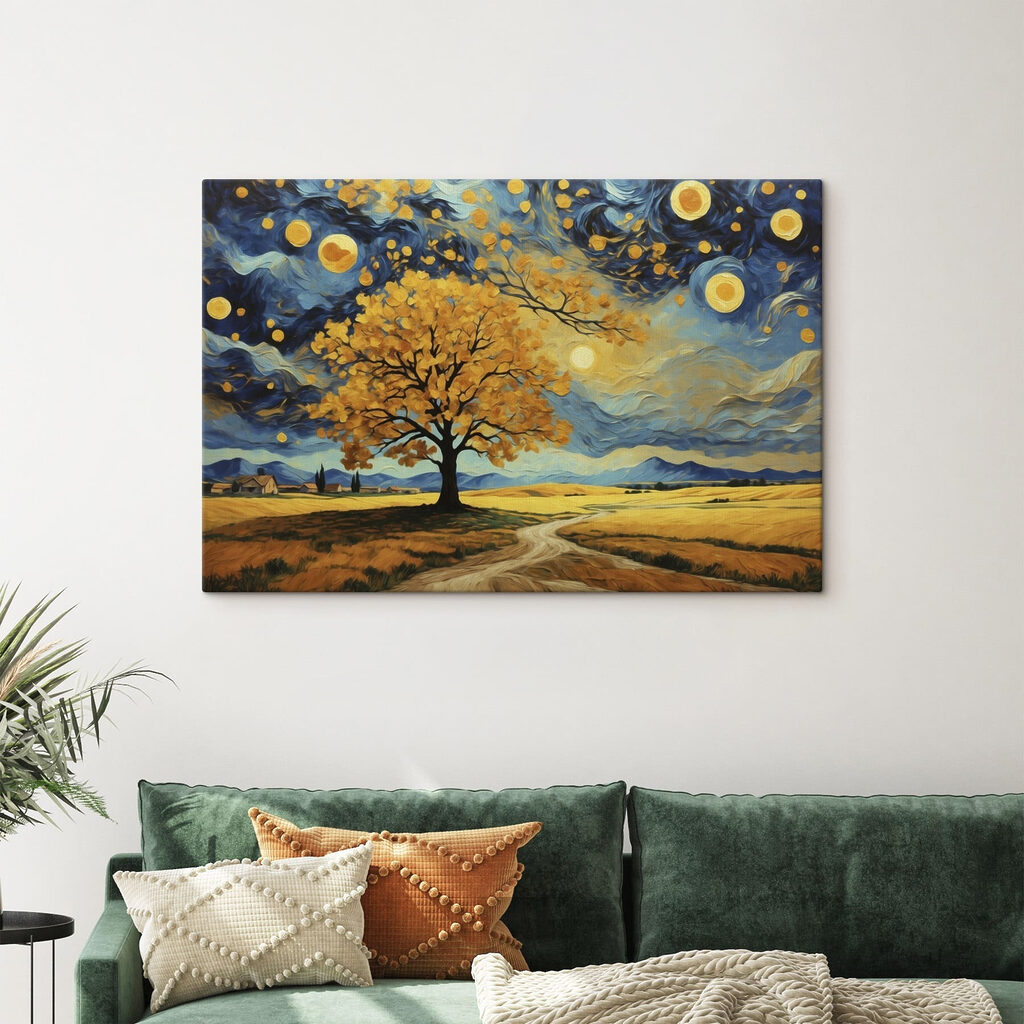 Árvore dourada sob estrelas — interior 3