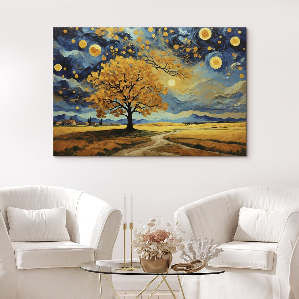 Árvore dourada sob estrelas — interior 4