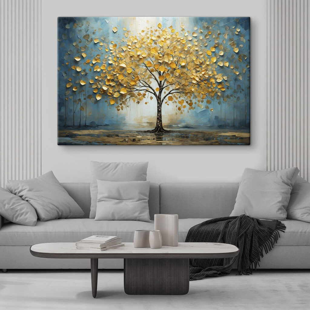 Árvore dourada em azul — interior 2