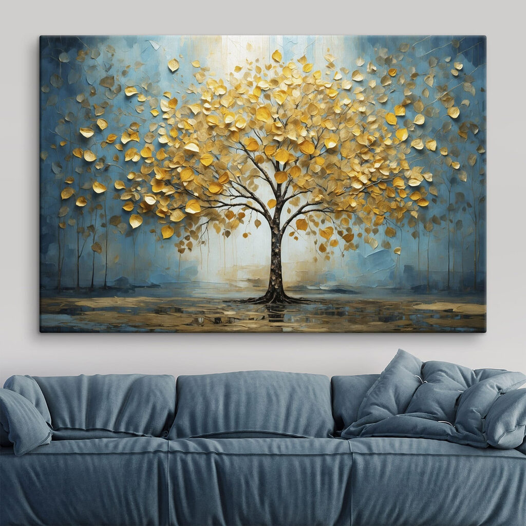 Árvore dourada em azul — interior 3