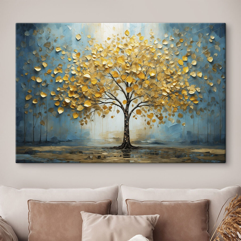 Árvore dourada em azul — interior 4
