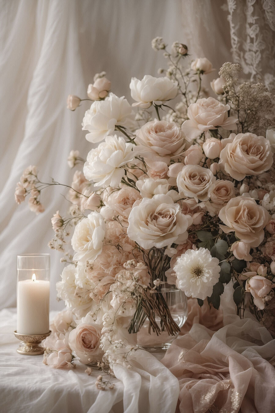 Rosas e vela acesa — design completo