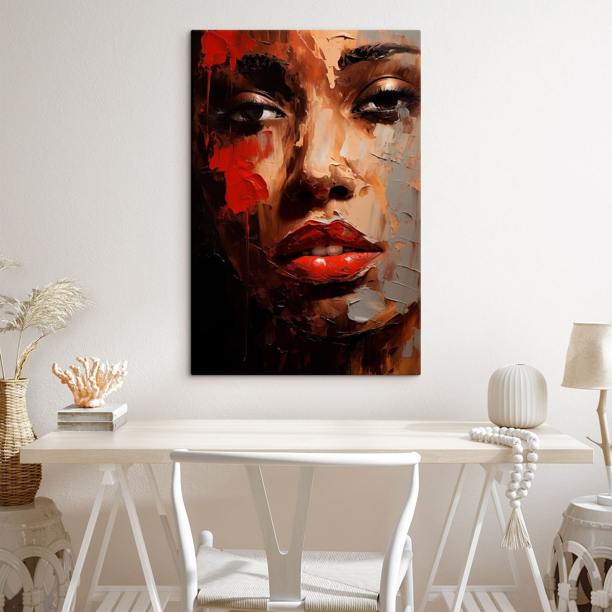 Mulher com acentos vermelhos — interior 5