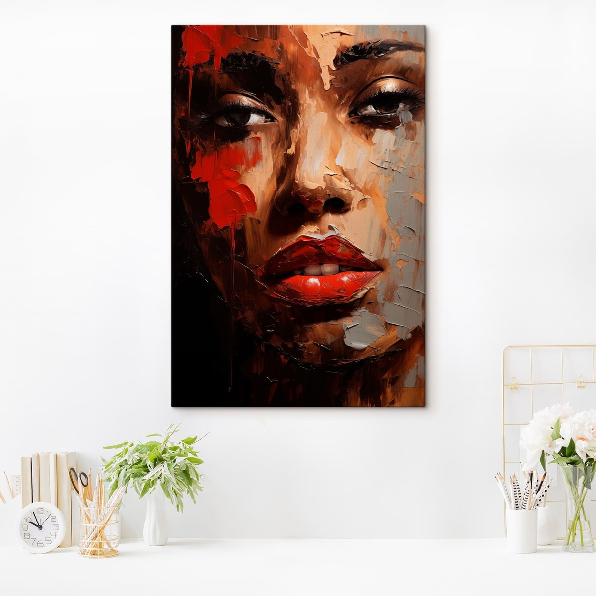 Mulher com acentos vermelhos — interior 4