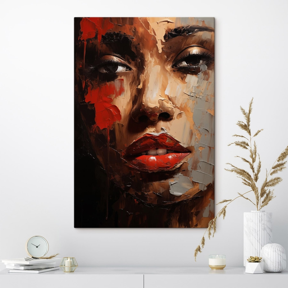 Mulher com acentos vermelhos — interior 6