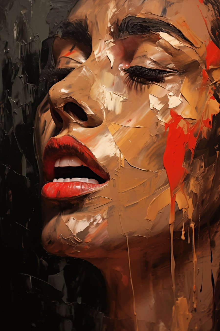 Retrato feminino em vermelho — design completo