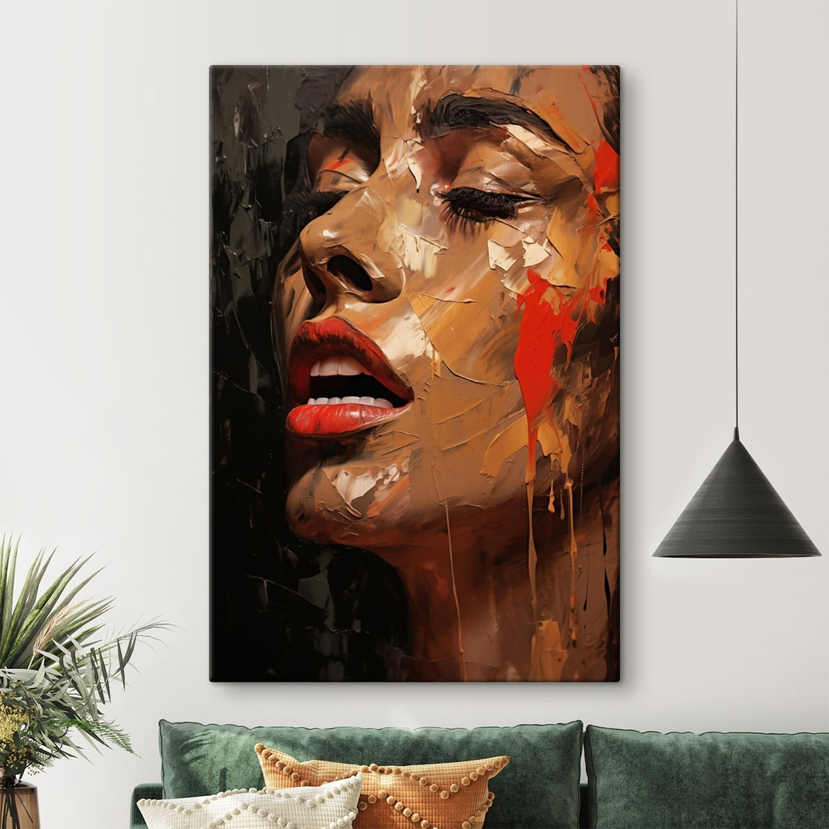 Retrato feminino em vermelho — interior 1