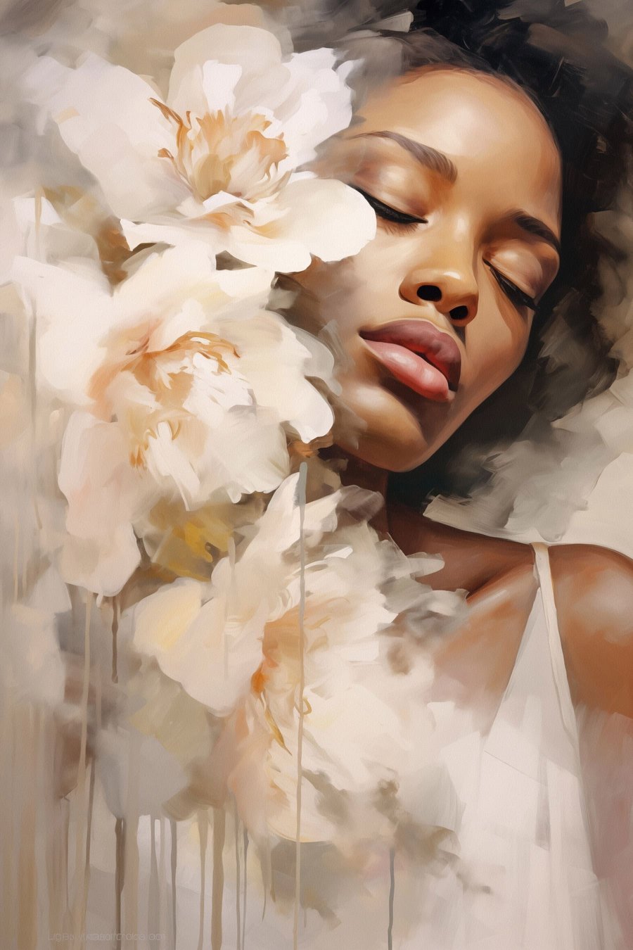 Mulher e flores grandes — design completo
