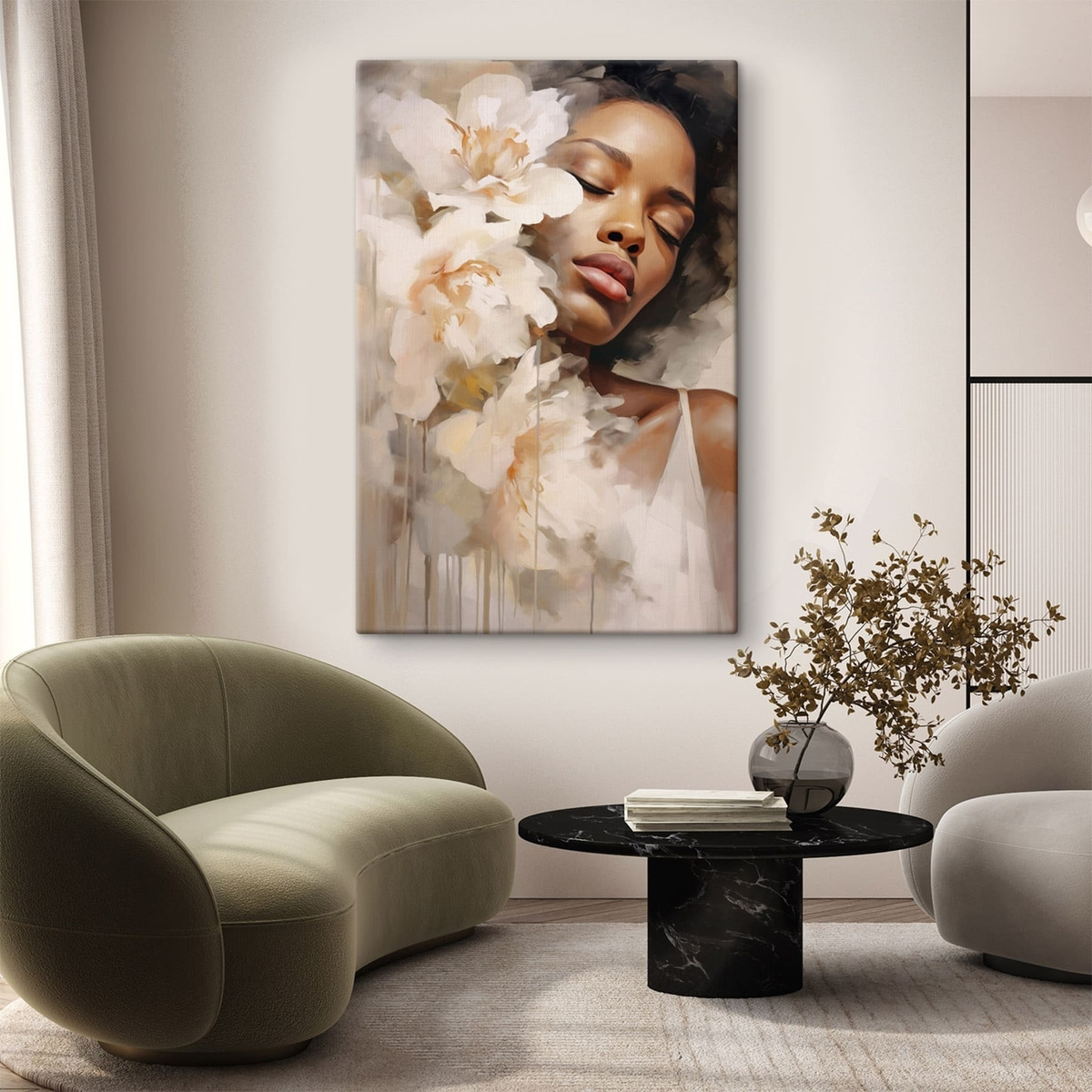 Mulher e flores grandes — interior 3