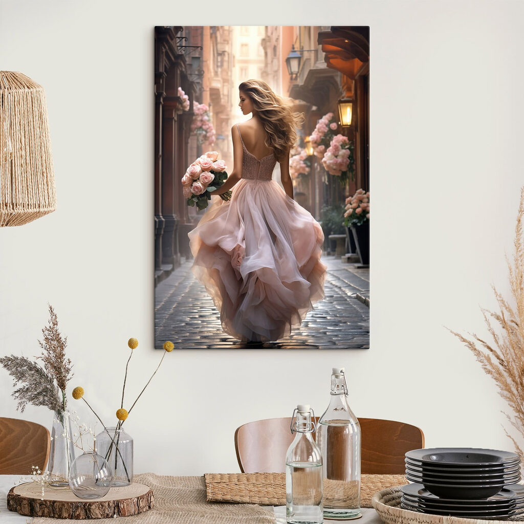 Mulher de vestido cor-de-rosa — interior 6