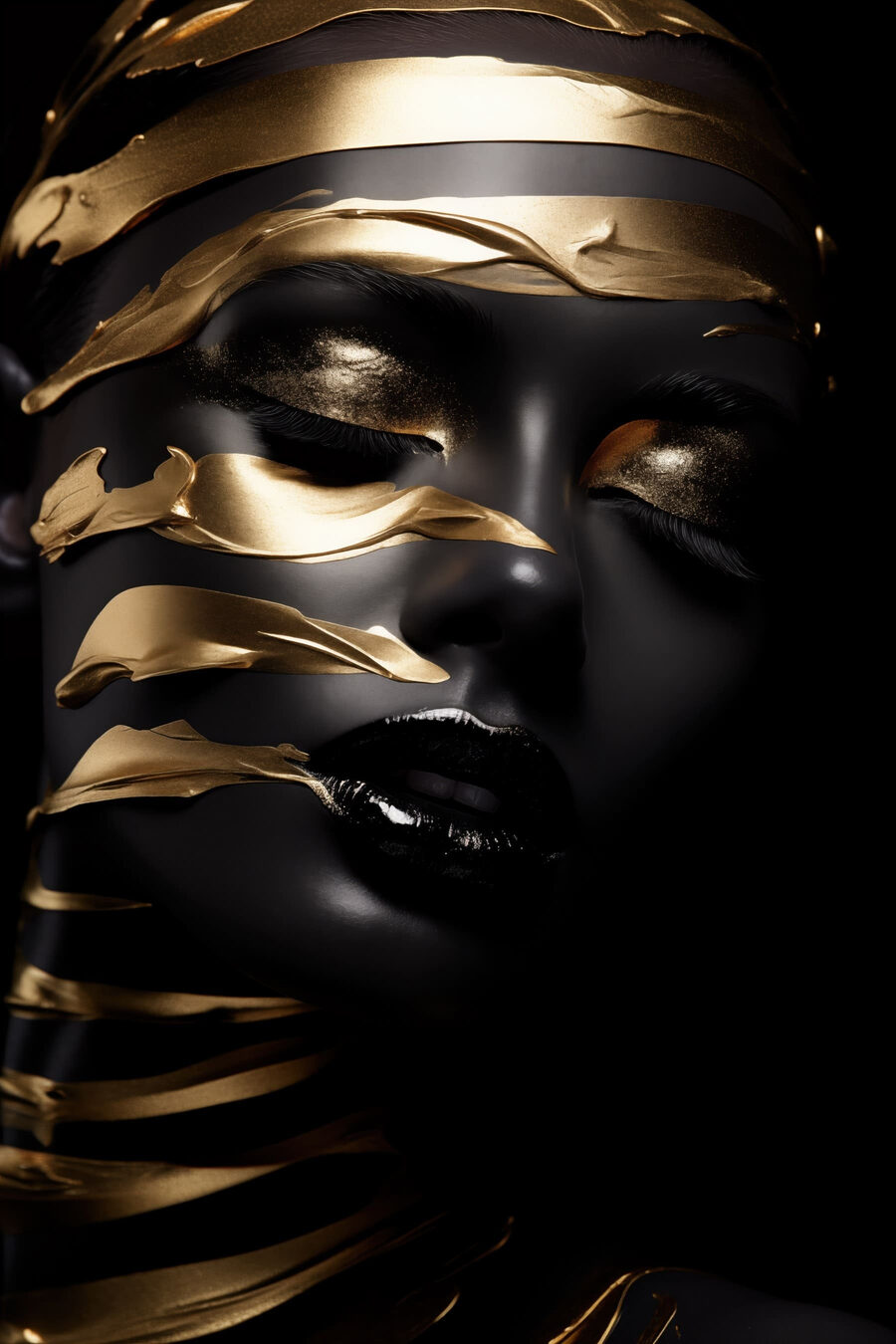 Retrato escuro com dourado — design completo