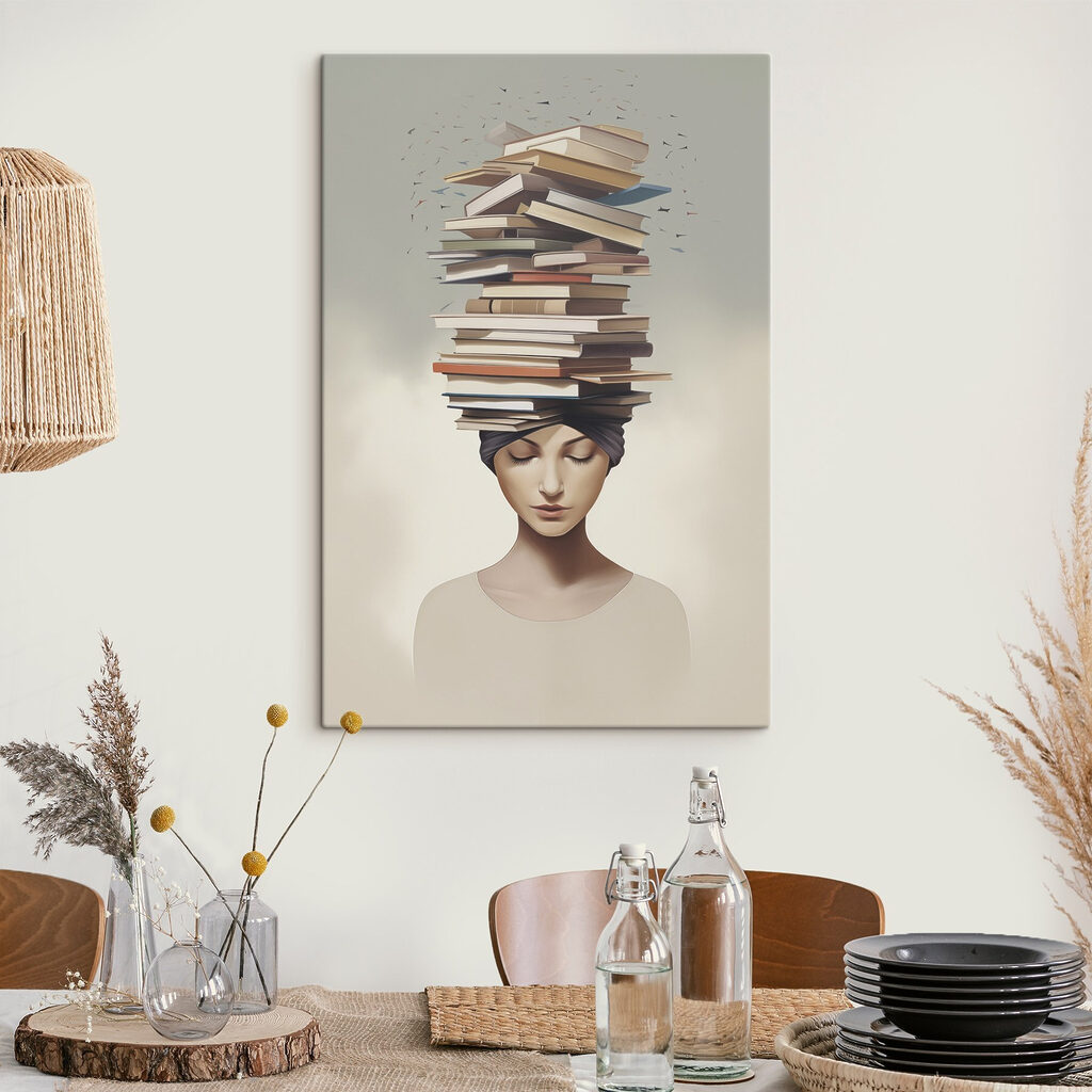 Torre de livros equilibrada — interior 2