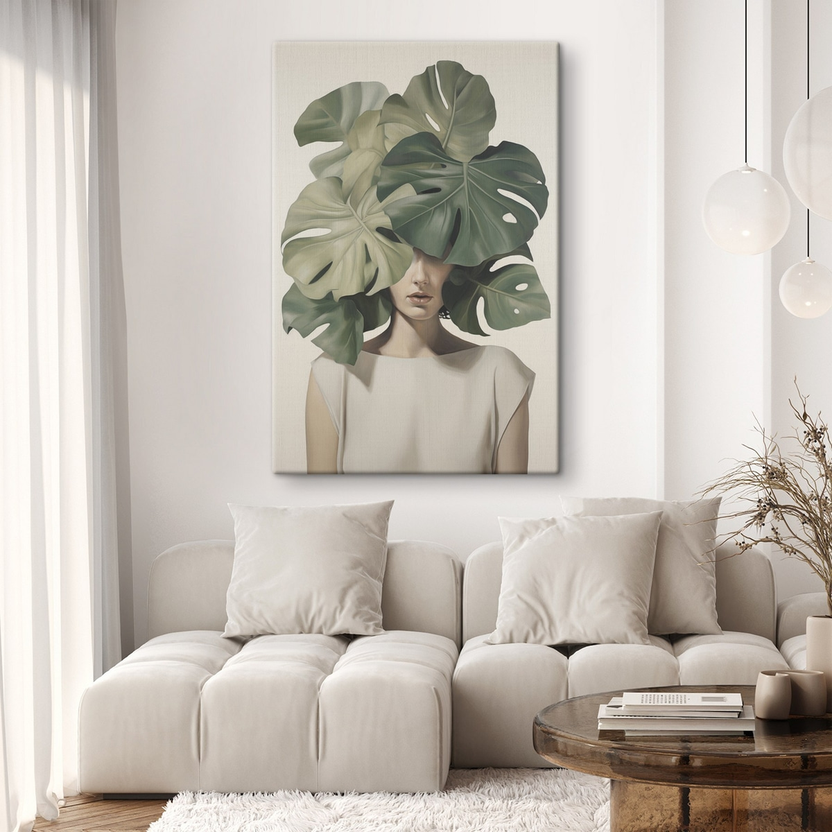 Menina abstrata com monstera — interior 2