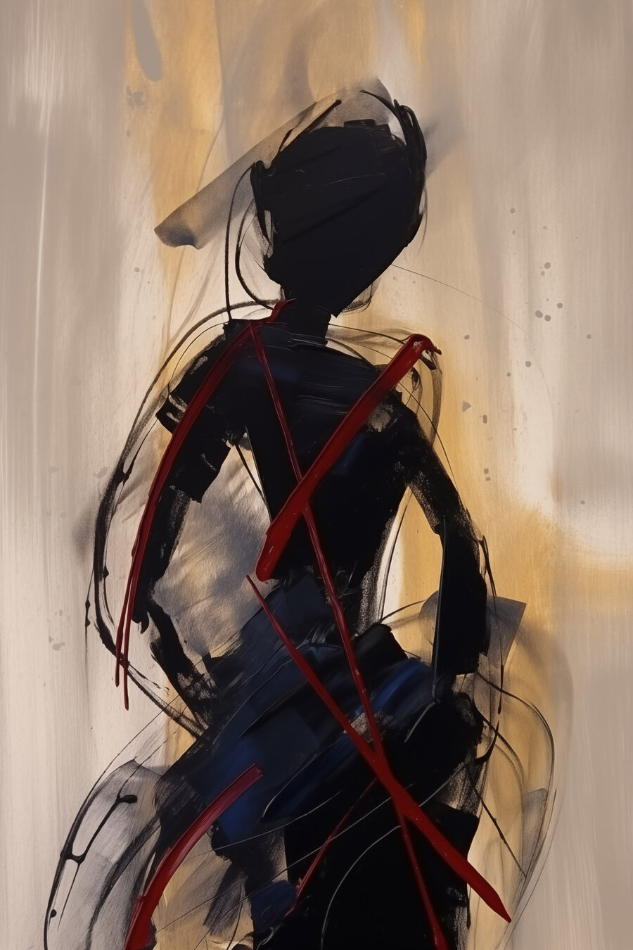 Figura escura em vermelho — design completo