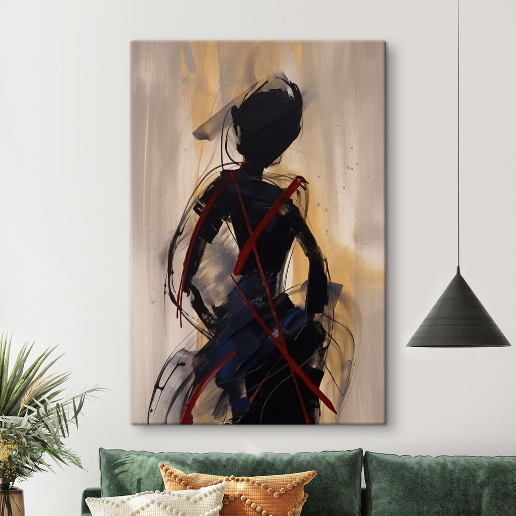 Figura escura em vermelho — interior 2