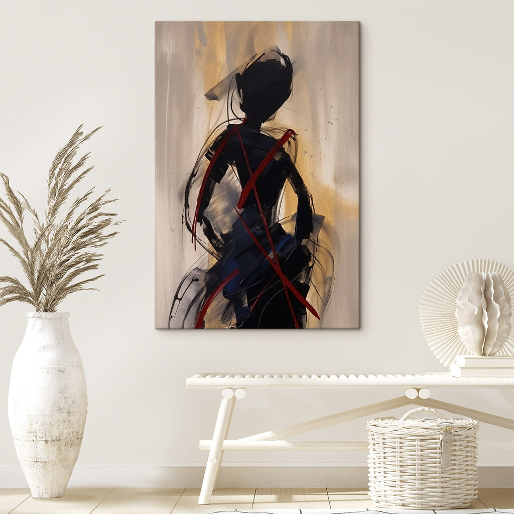 Figura escura em vermelho — interior 1