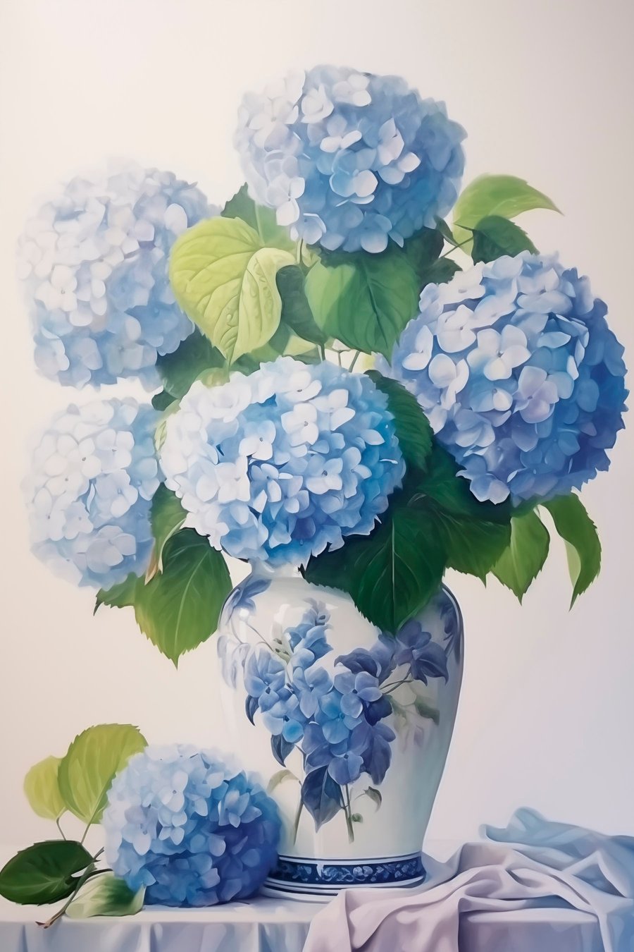 Hortênsias num vaso — design completo