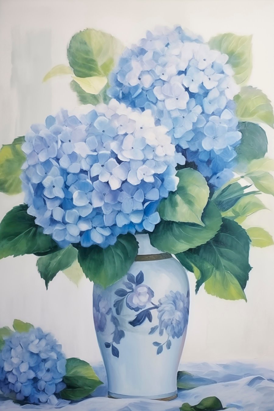 Hortênsias num vaso — design completo