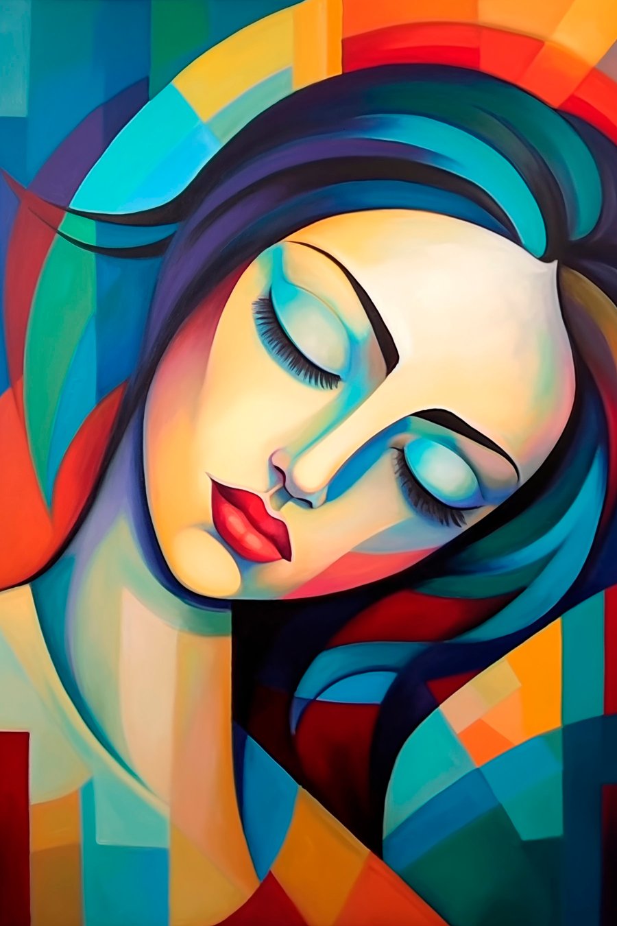Retrato abstrato de menina — design completo