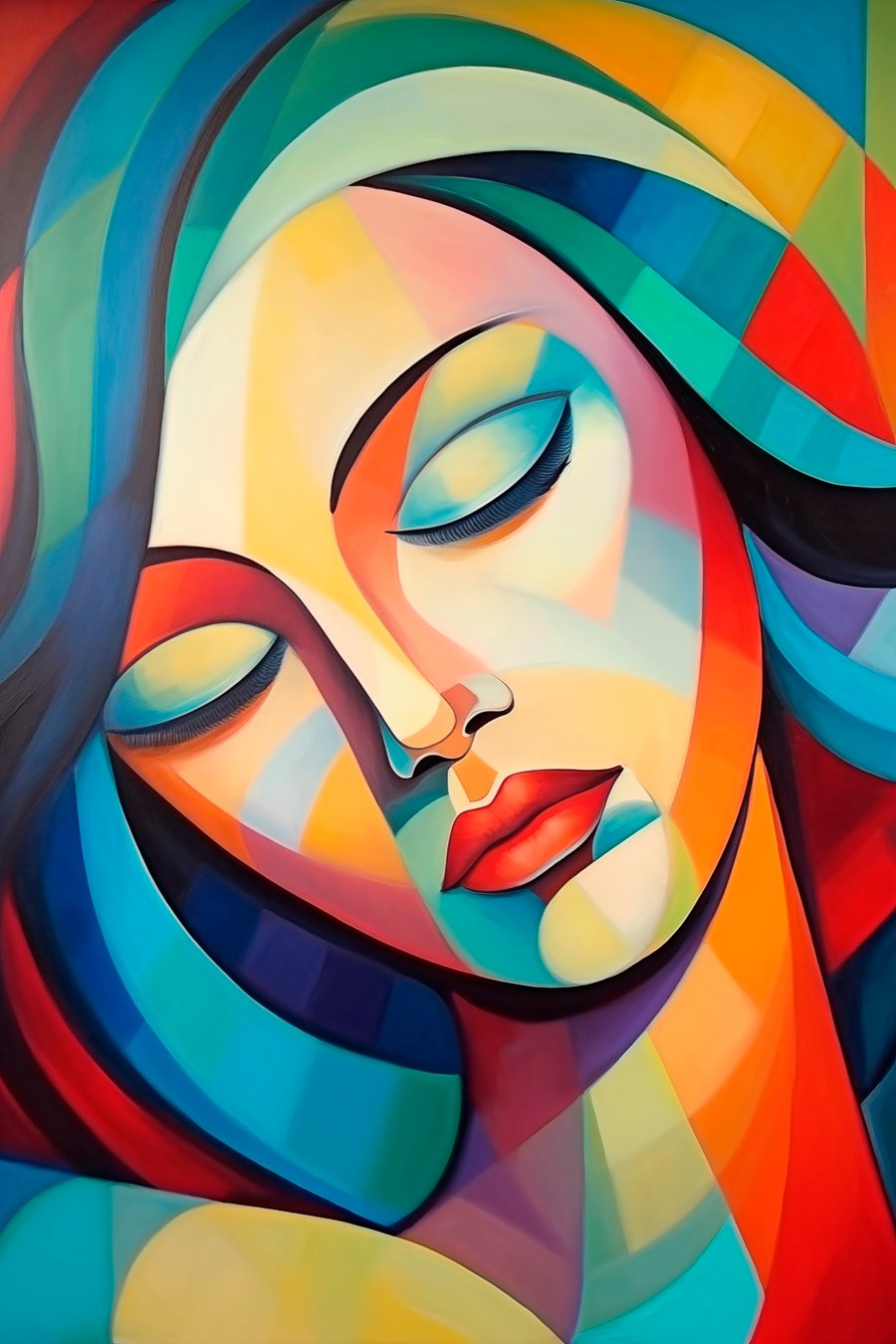 Retrato abstrato de menina — design completo